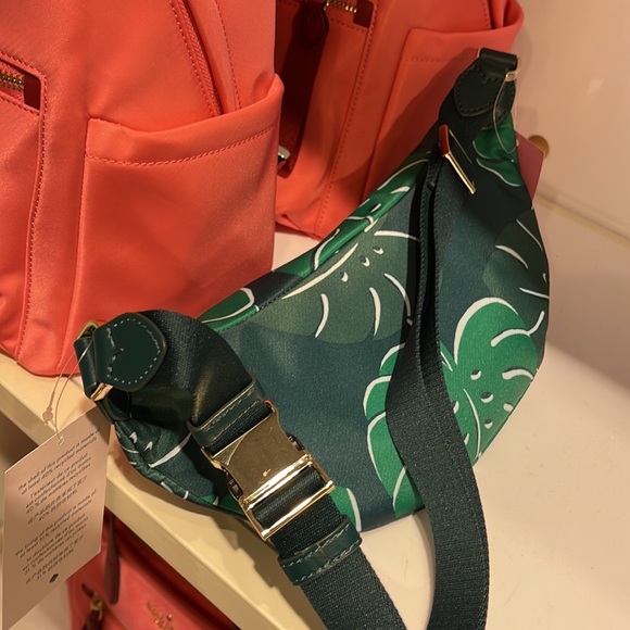Kate Spade Chelsea Monstera Leaves Print Nylon Belt Bag Fanny Pack Green Multi - Picture 16 of 16
